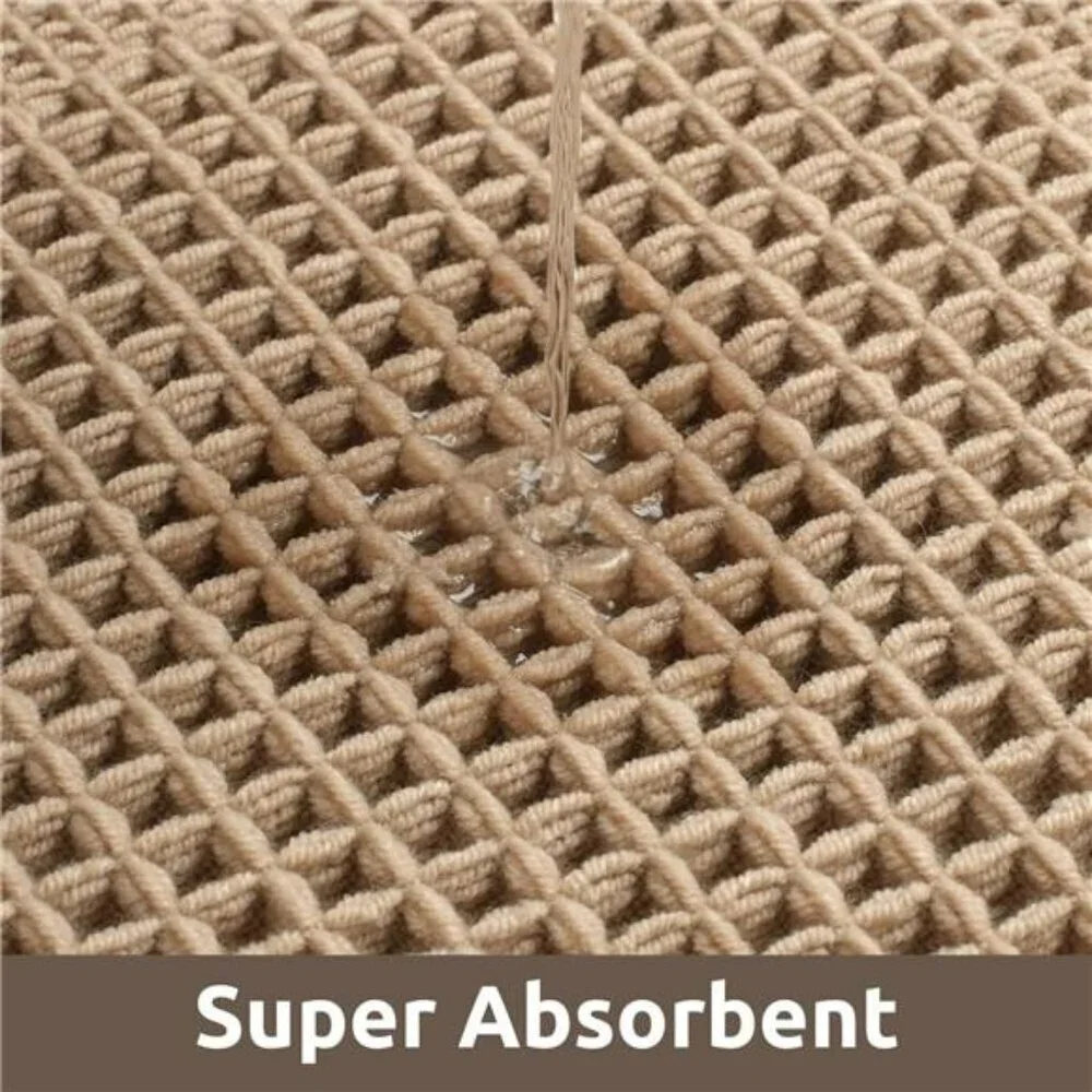 Beige Waffle Bath Mat 17x24 Soft Absorbent Non Slip Washable Boho Bathroom Rug